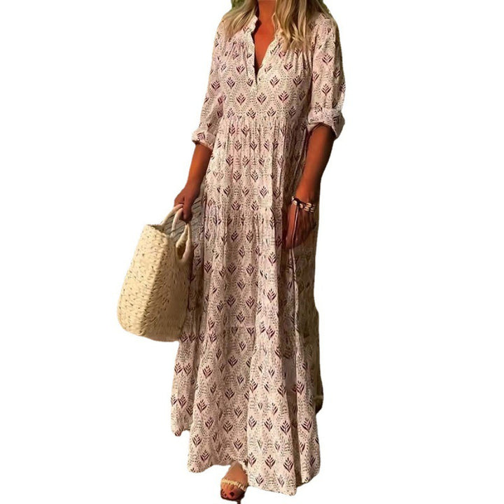 Dame Maxikjole med elegante detaljer og afslappet snit Stilla