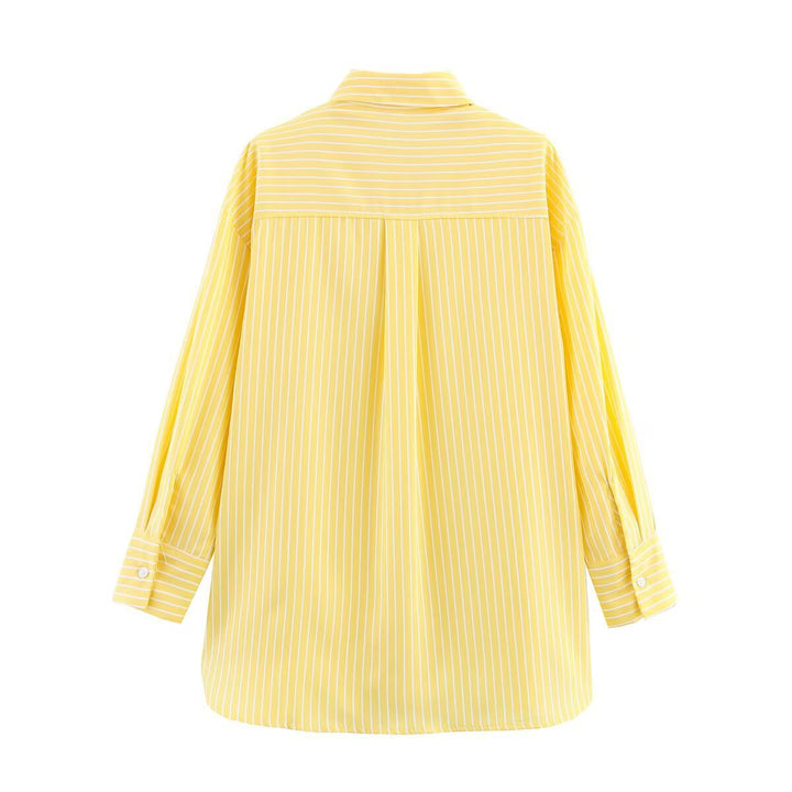 Femme Stribet Relaxed Fit Button-Up Skjorte Stilla