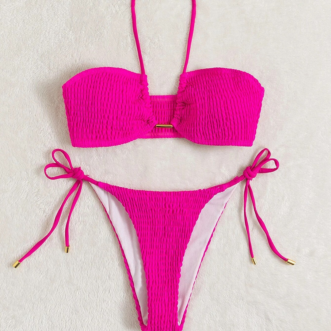 Dame Bandeau-Bikini med justerbare stropper og rynker Stilla
