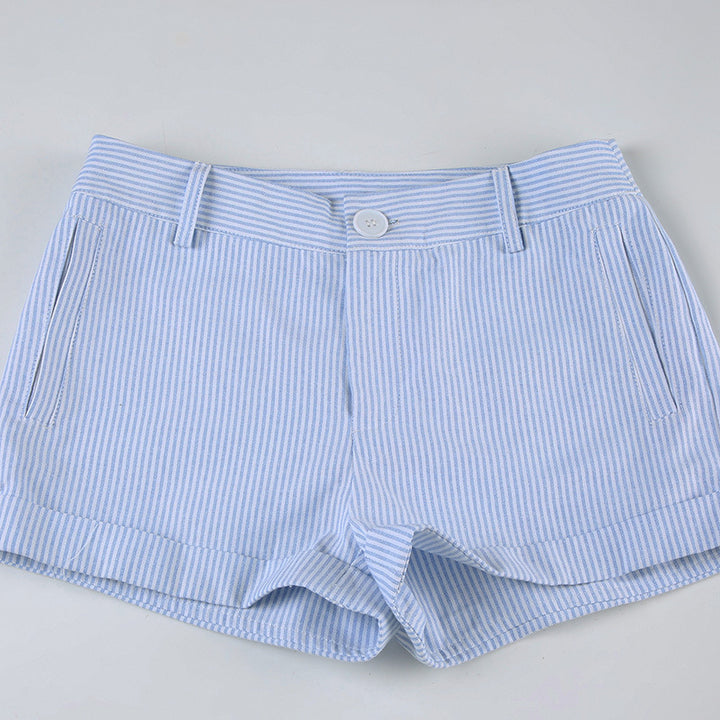 Dame afslappet kort pyjamasbuks med elastisk talje og bindebælte Skovae