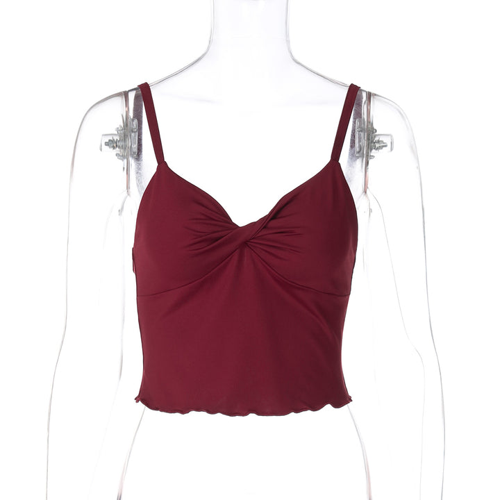 Dame Elegant Spaghetti-top med forførende drapering Skovae