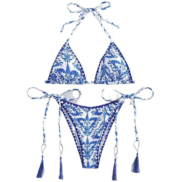 Dame Triangle Tie-Front Bikini Sæt Stilla