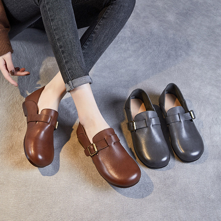 Dame læder slip-on clogs med smart spænde-detalje Stilla