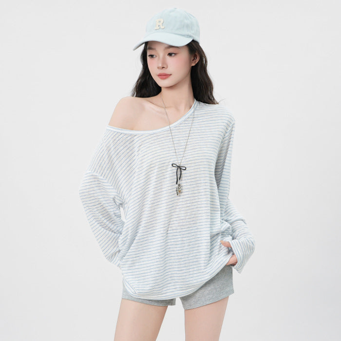 Kvinders afslappede langærmet t-shirt med asymmetrisk design Stilla