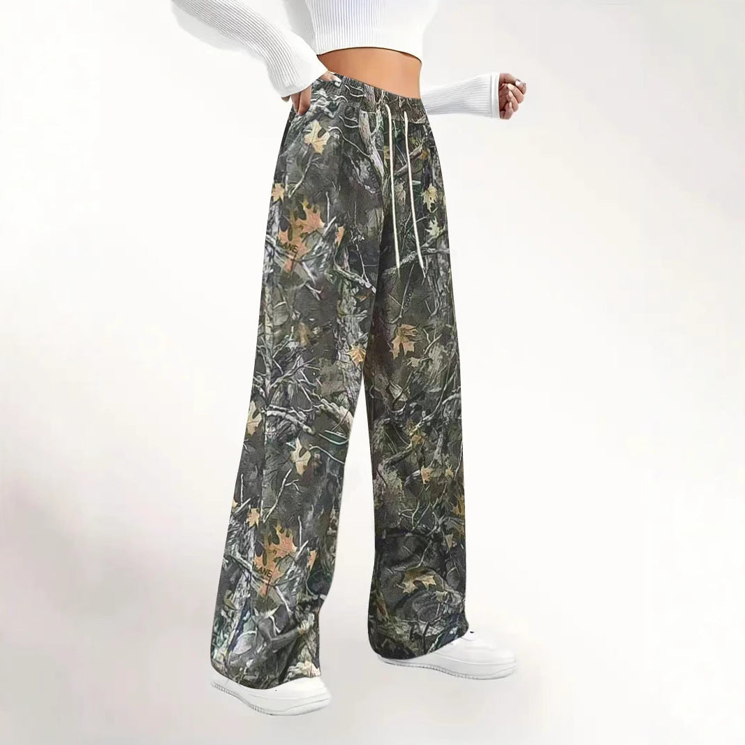 Dame Loose Camouflage-Bukser med elastisk talje og snøre Stilla