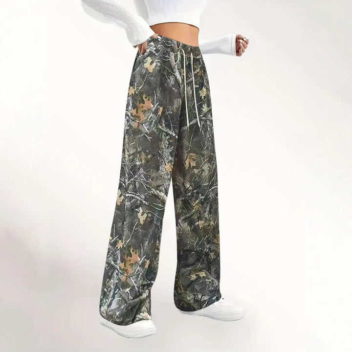 Dame Loose Camouflage-Bukser med elastisk talje og snøre Stilla