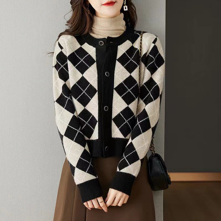Femme Argyle Strikjakke Stilla