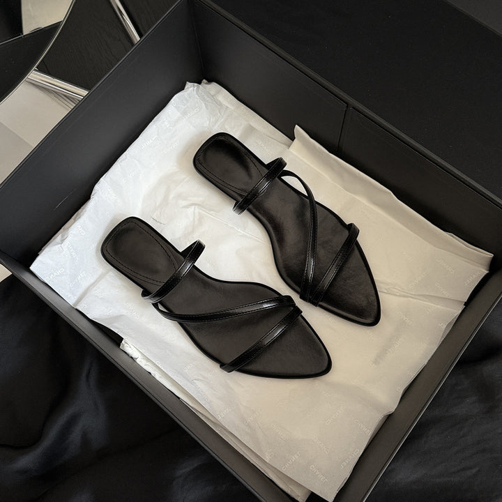 Femme Elegante Spidse Tæer Slide Sandaler Stilla