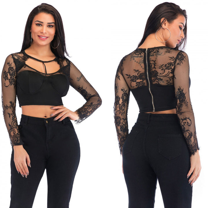Femme Elegante Forkortede Spidsesleeve Bluse Stilla