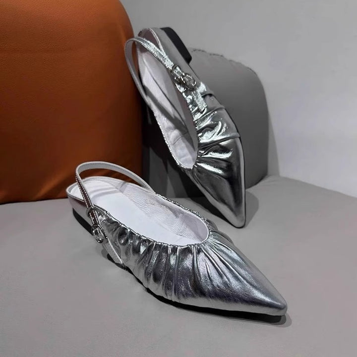 Dame elegante Slingback Ballerinas med flæseaccent Stilla