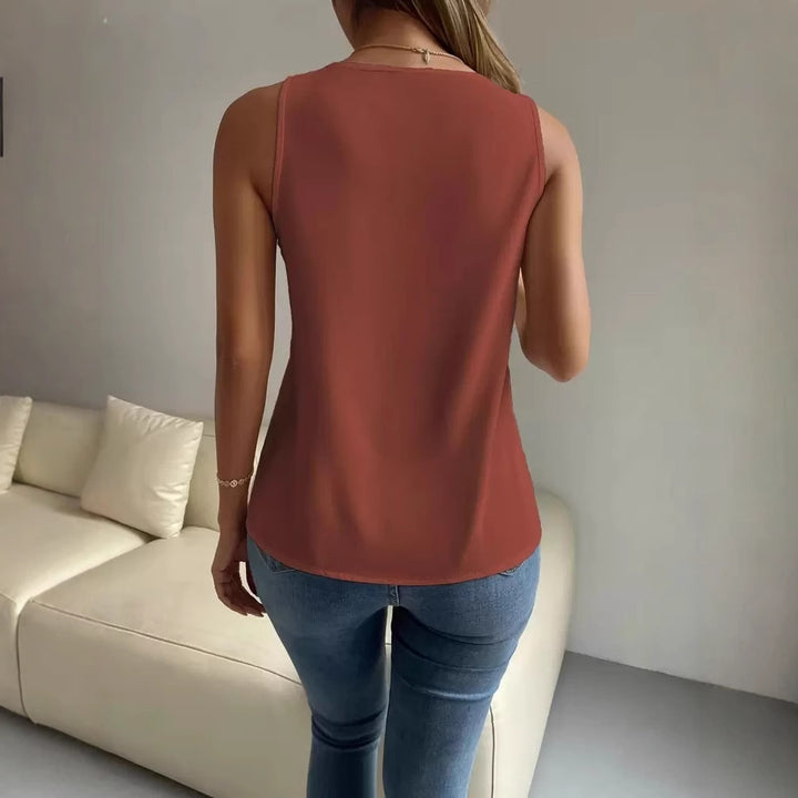 Damer blonde top med V-hals og florale detaljer Stilla