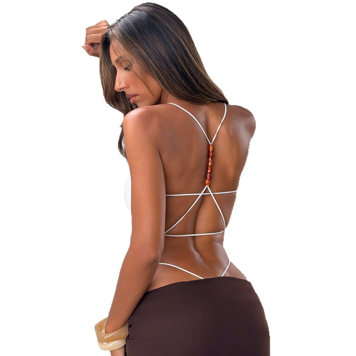 Damen Eleganter Body mit Spitzenmuster Skovae