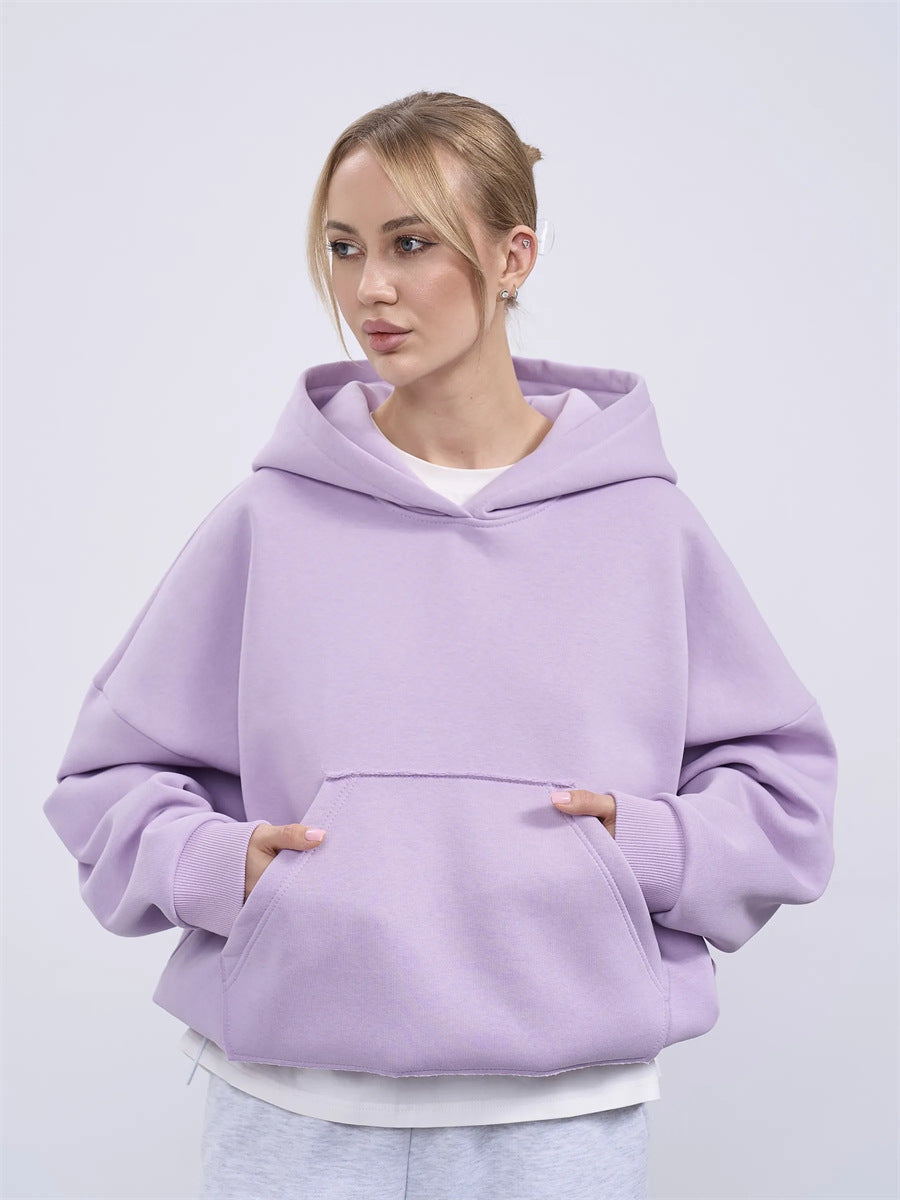Kvinders casual oversized hættetrøje med kengurulomme og blødt foer Skovae