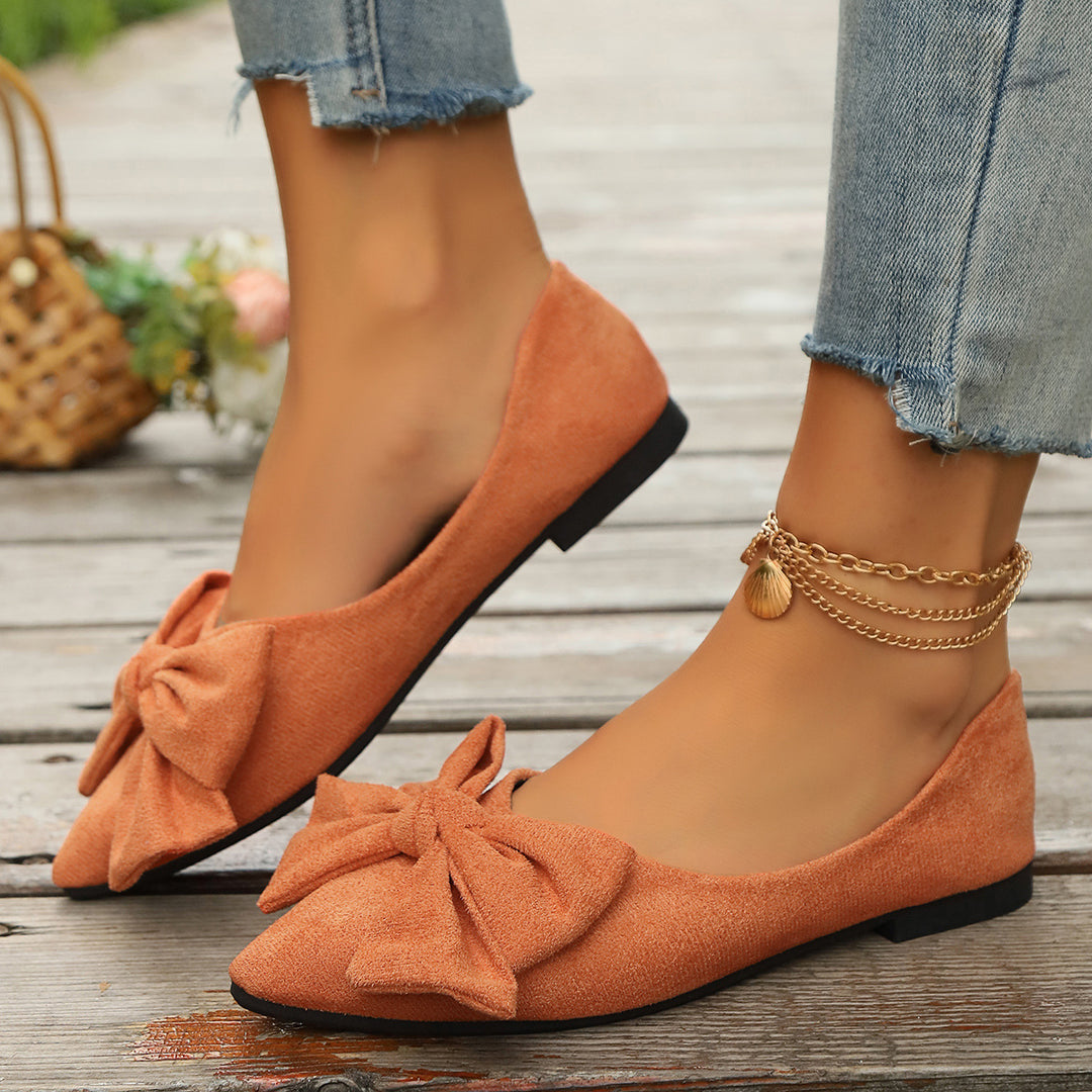 Dame Ballerina-sko med elegant sløjfedetail og skridsikker sål Stilla