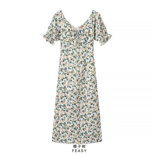 Dame Floral Print Maxi Kjole med Rüschenærmer Stilla