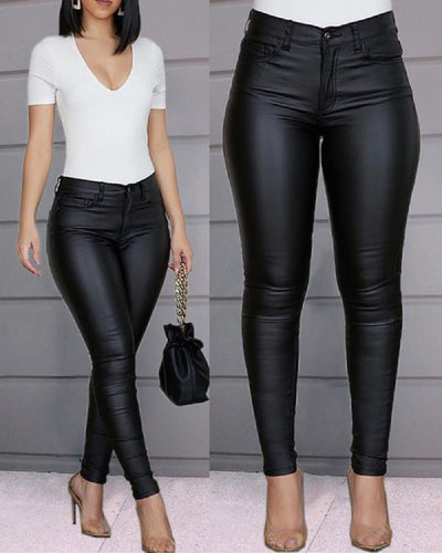 Dame Kvalitets Læderleggings i moderne look Stilla
