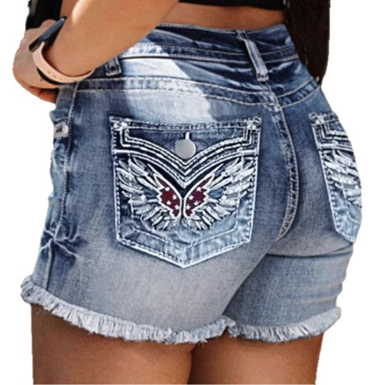 Dame prydede jeans-shorts Stilla