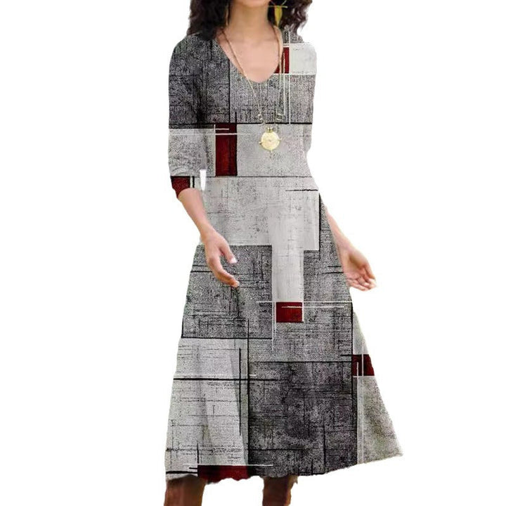 Stilla | Casual Print Rund Hals Tre-Ved Quarter Ærme Kjole