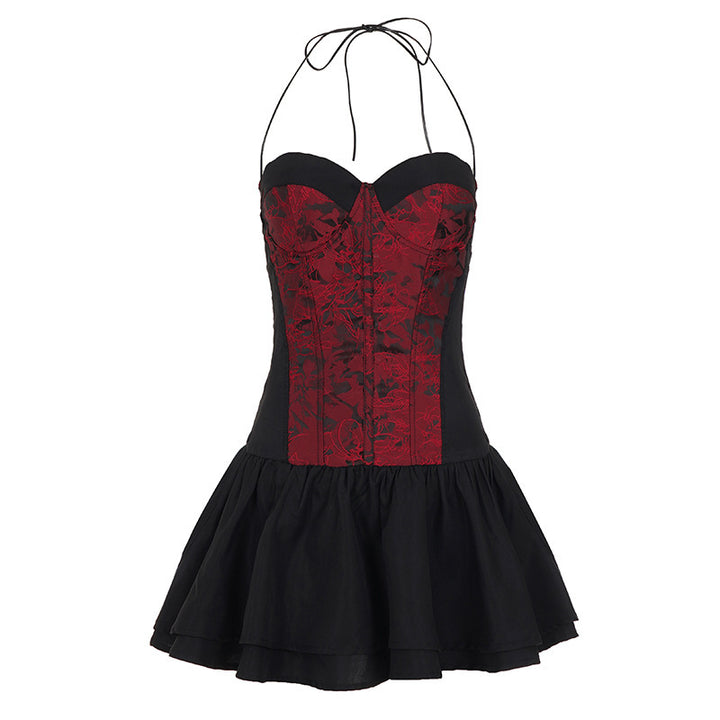Dame spidsen cocktailkjole med raffineret bustier-overdel og voluminøs nederdel Skovae
