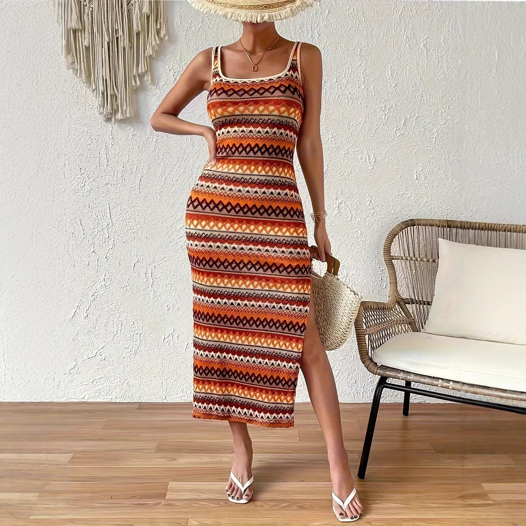 Stribet maxi slipdress til kvinder Stilla
