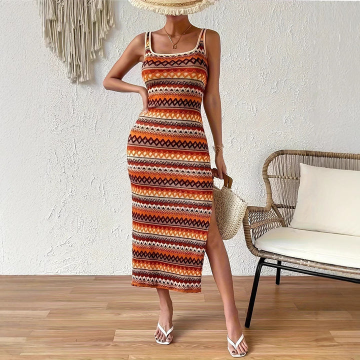 Stribet maxi slipdress til kvinder Stilla