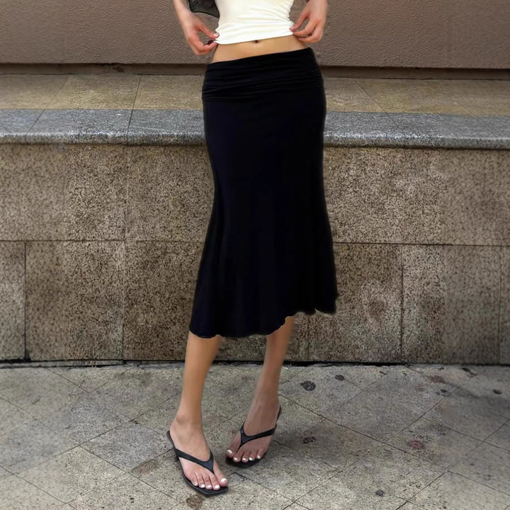 Dame Elegant Wrap Skirt med rynket talje og svajende kant Skovae