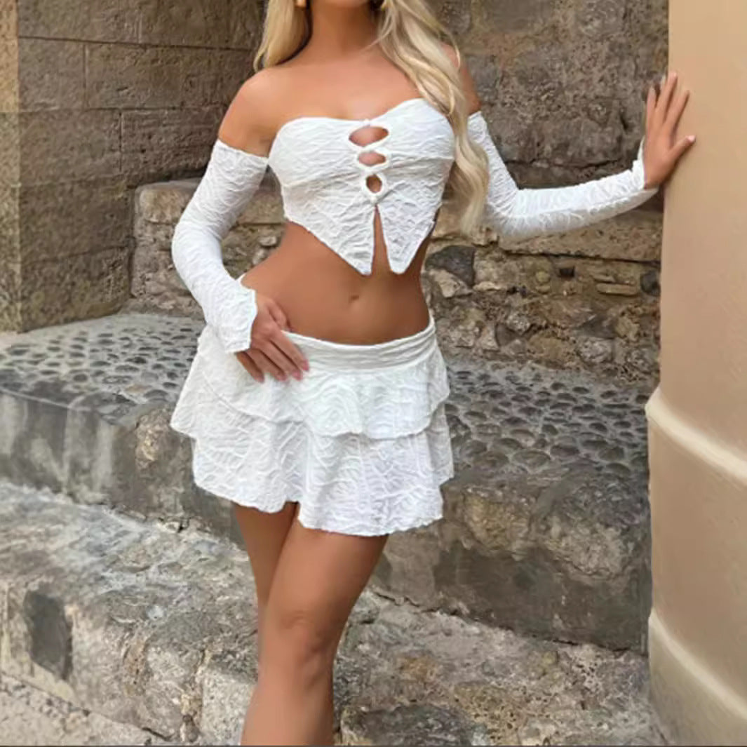 Dame cropped top med unikt knude design og raffinerede ærmer Skovae