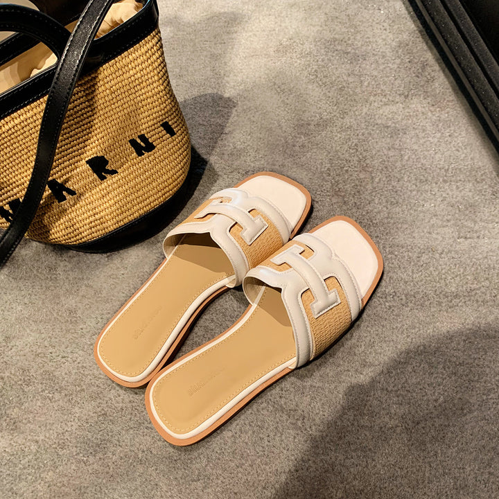 Dame Stilfulde Slide Sandaler med Dekorativt Flettet Rem Stilla
