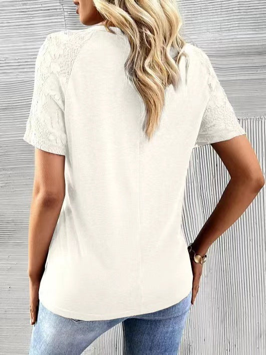 Dame T-shirt med spidse indsatser og knapdetaljer Stilla