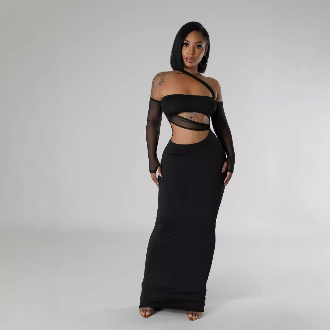 Dame Elegant og figursyet Maxi-kjole med One-Shoulder-design og Cut-Outs Stilla