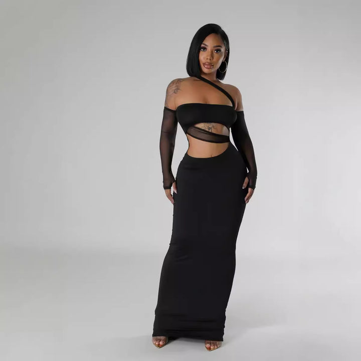 Dame Elegant og figursyet Maxi-kjole med One-Shoulder-design og Cut-Outs Stilla
