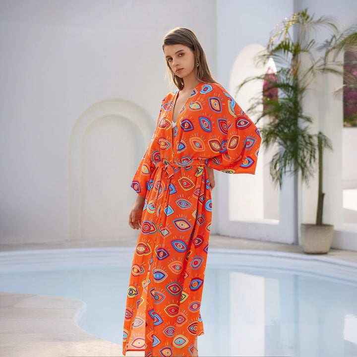 Kvinder Bohemian Trykt Maxi Kaftan Kjole Stilla