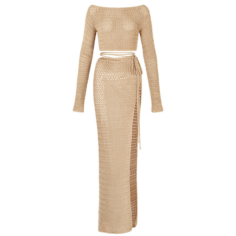 Dame Chic Hæklede Maxi Cover-Up Sæt Stilla