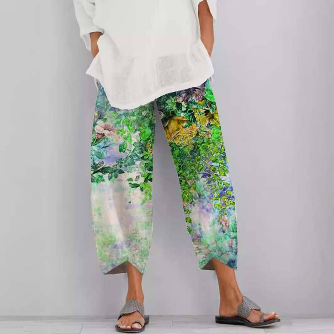 Stilla | Trendy Print Split Ni-Punkt Bukser