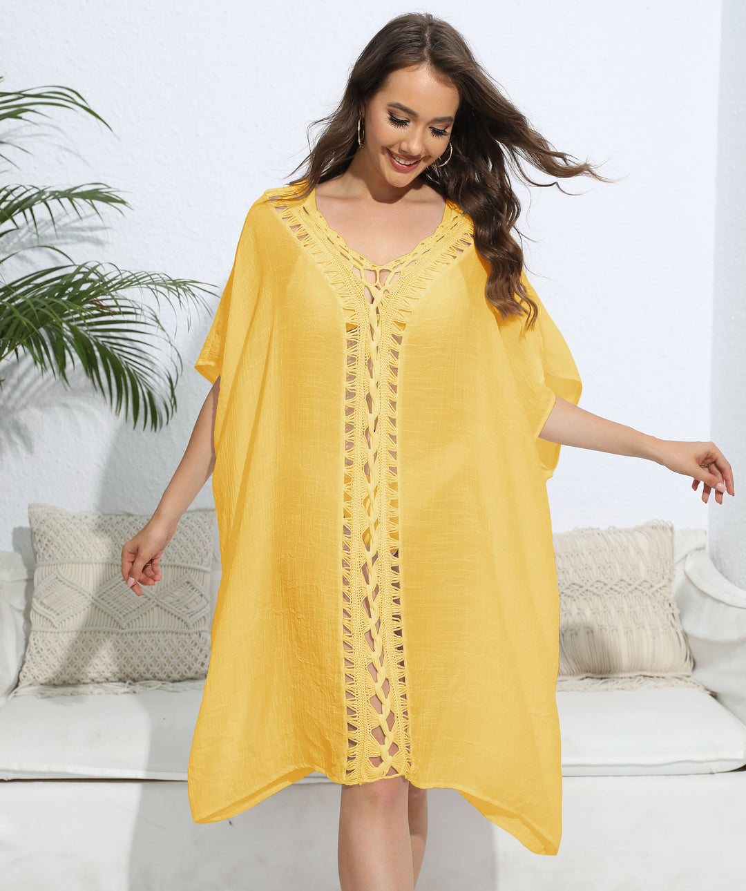 Dame Gitterdetalje Strand Kaftan Stilla