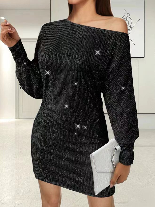Dame Off-Shoulder Textureret Mini-Kjole Stilla