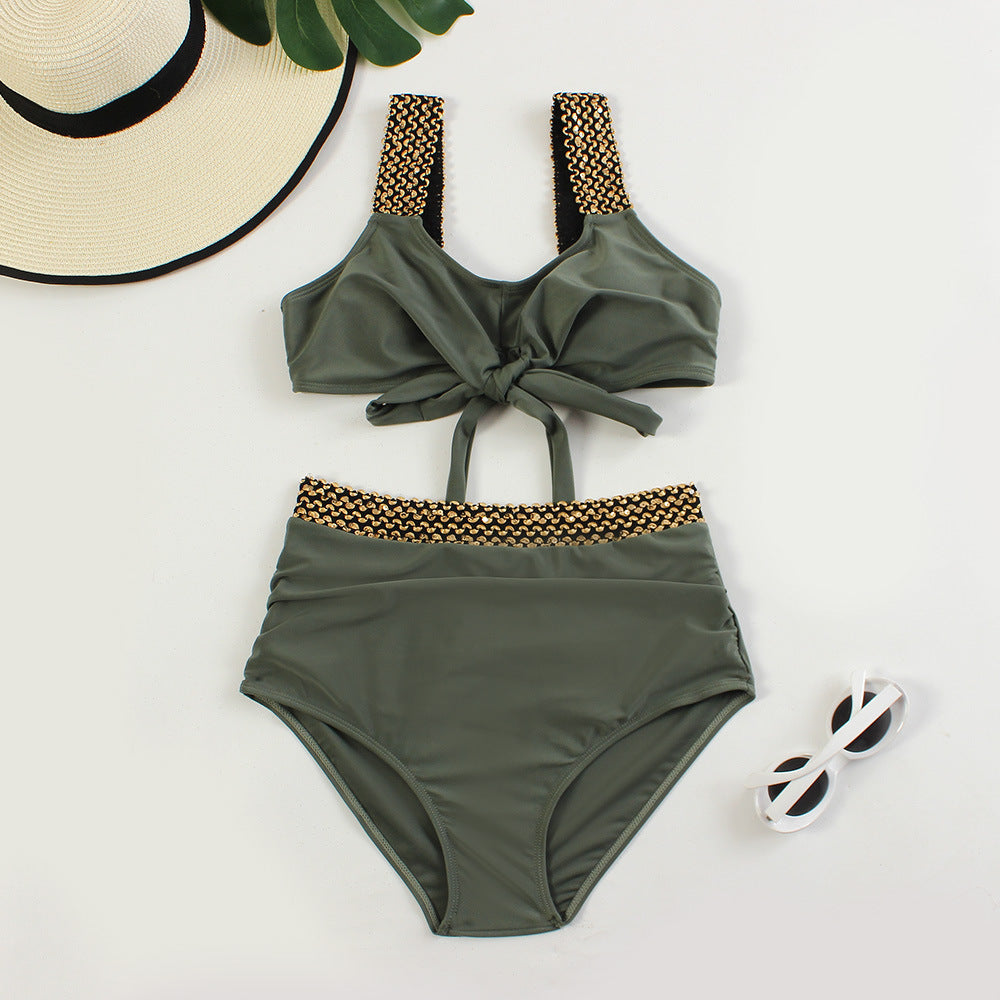 Dame Højskåret Bikini med legende knude-design og glamourøse accenter Stilla
