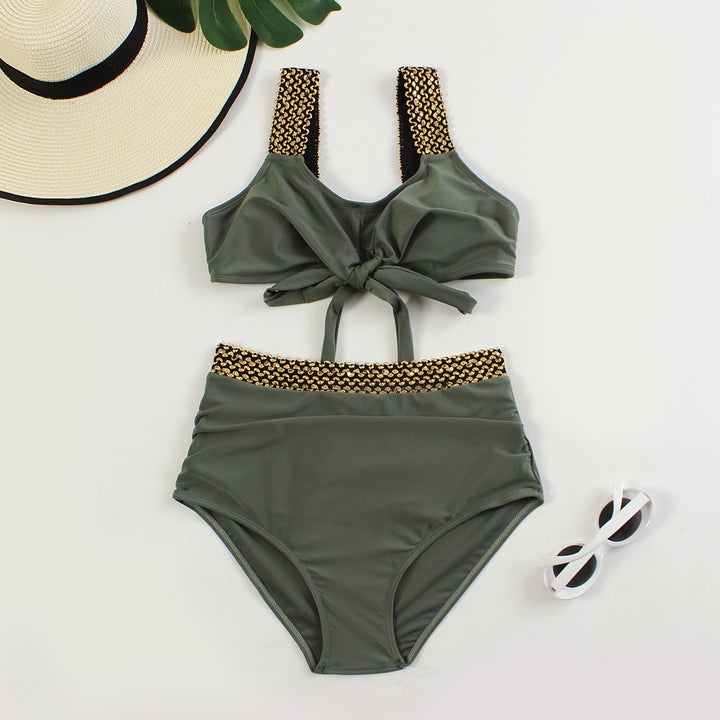 Dame Højskåret Bikini med legende knude-design og glamourøse accenter Stilla