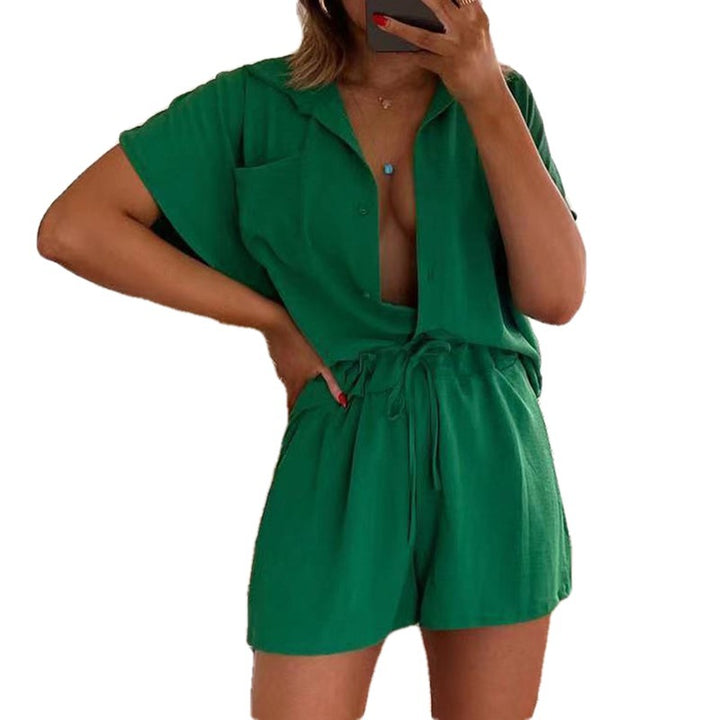 Dame kortærmet Jumpsuit med taljejustering Stilla