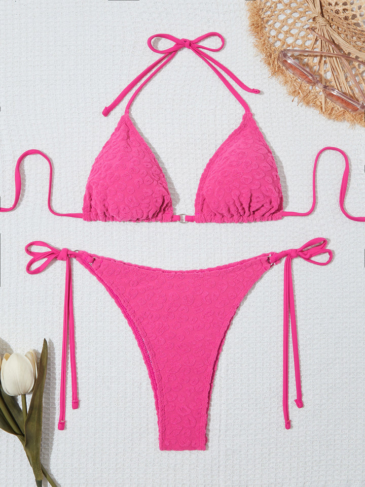 Dame Triangle Textureret Bikini Sæt Stilla