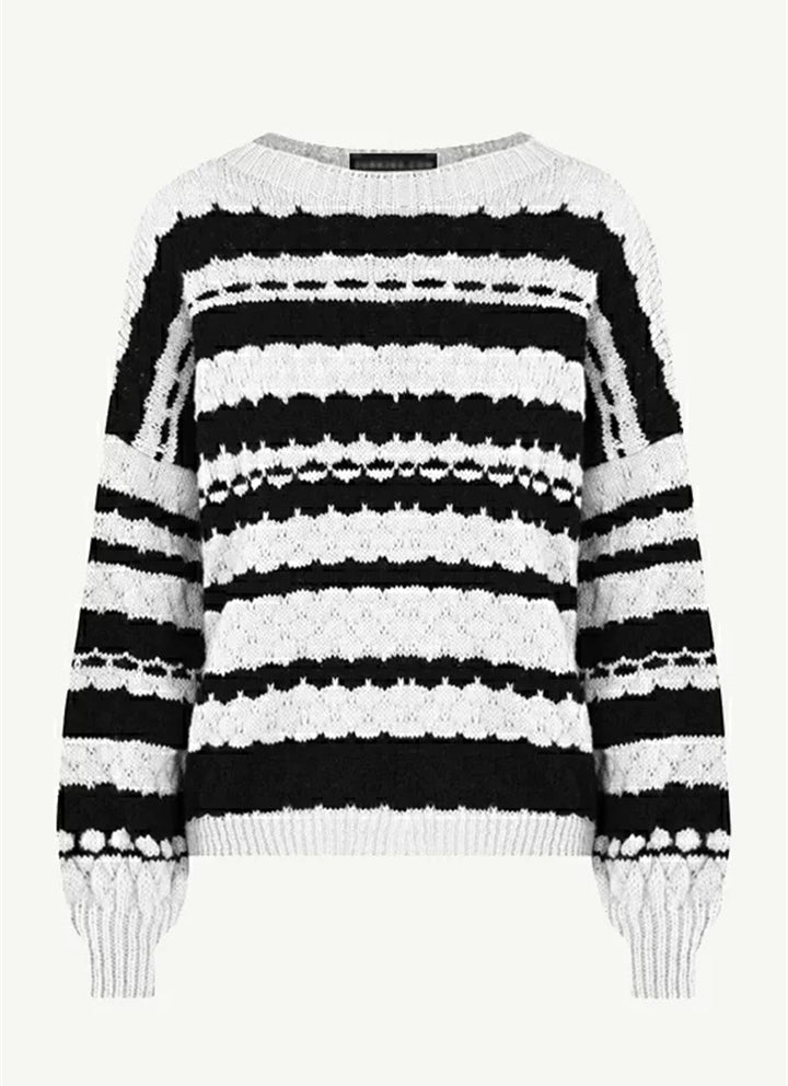 Kvindernes trendy chunky strik sweater i moderne mønster med løse ærmer Stilla