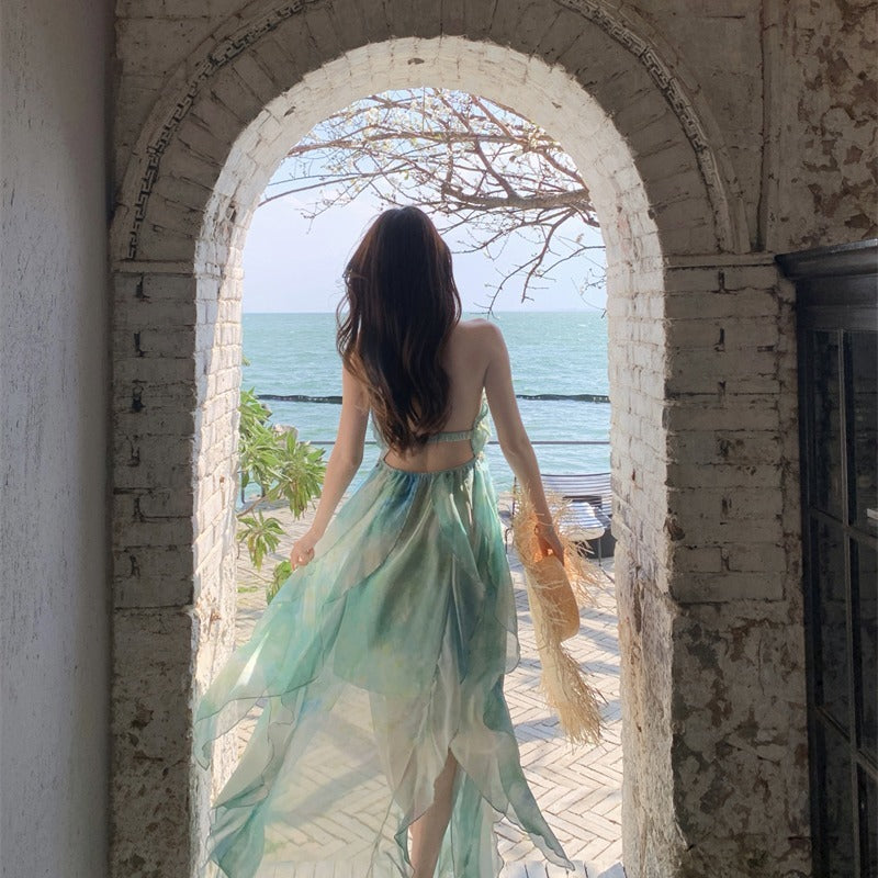 Femme Bohemian Transparent Maxi-Kjole med Off-Shoulder-Ærmer Stilla