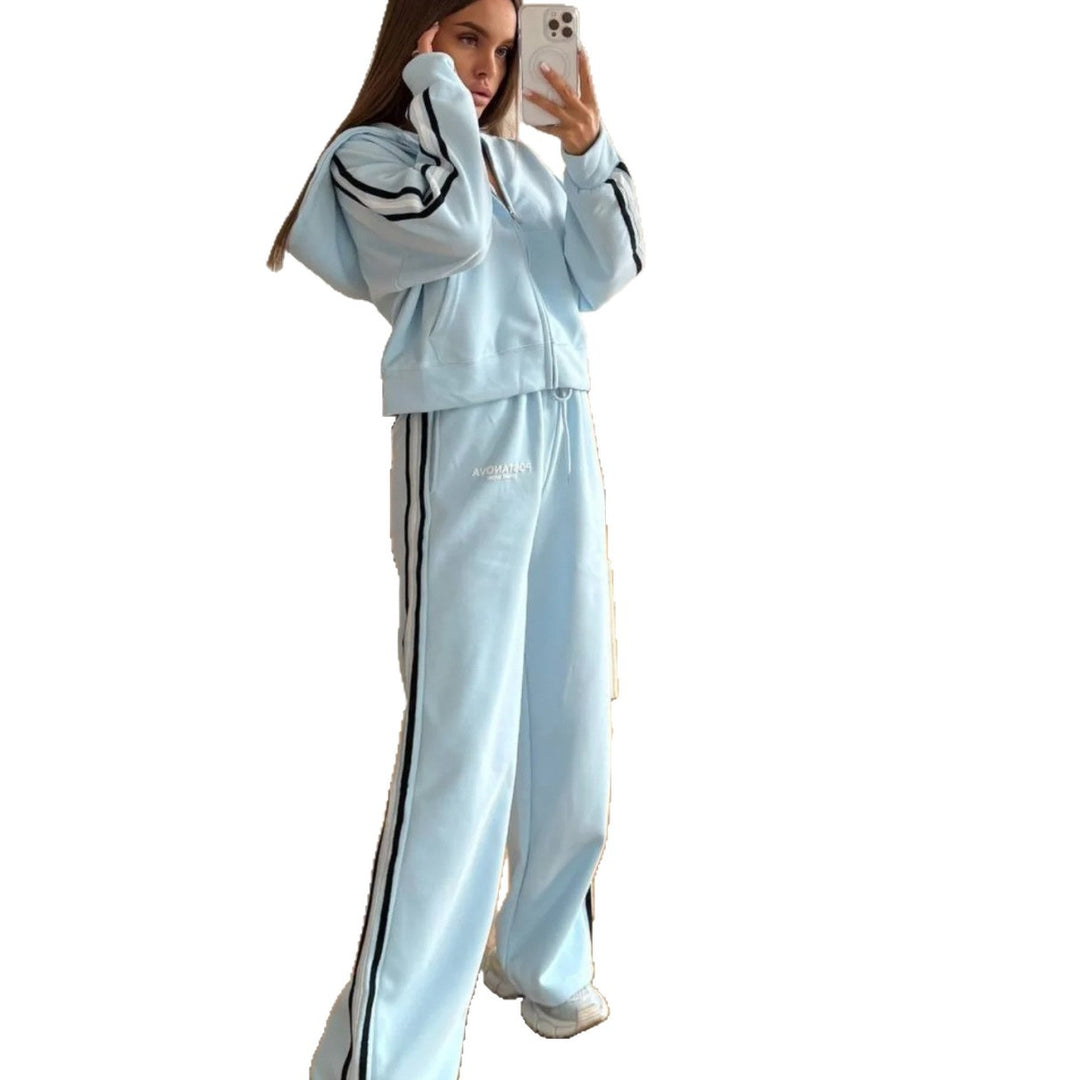 Kvinders sporty fritids sæt med casual zip hoodie og komfortable joggingbukser Stilla