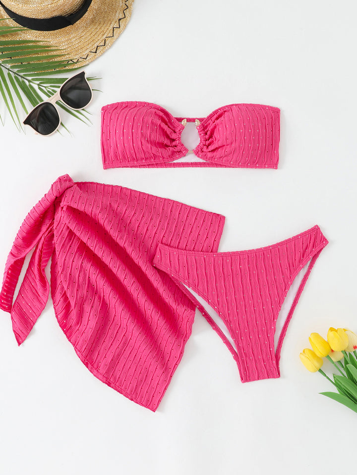 Dame Bandeau bikini med elegant rynkestruktur Skovae