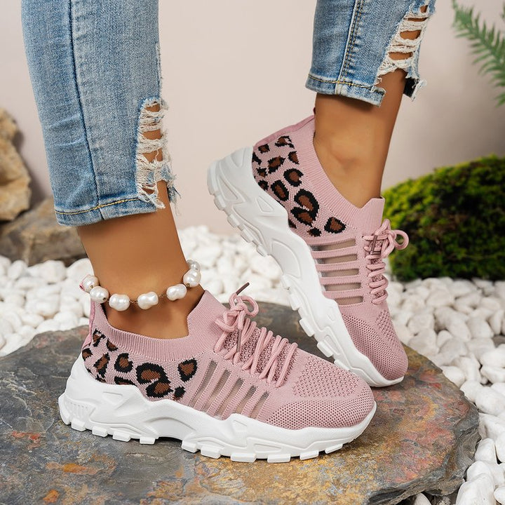 Dame Sporty Komfort Sneakers med stilfuld leopardmønster Stilla