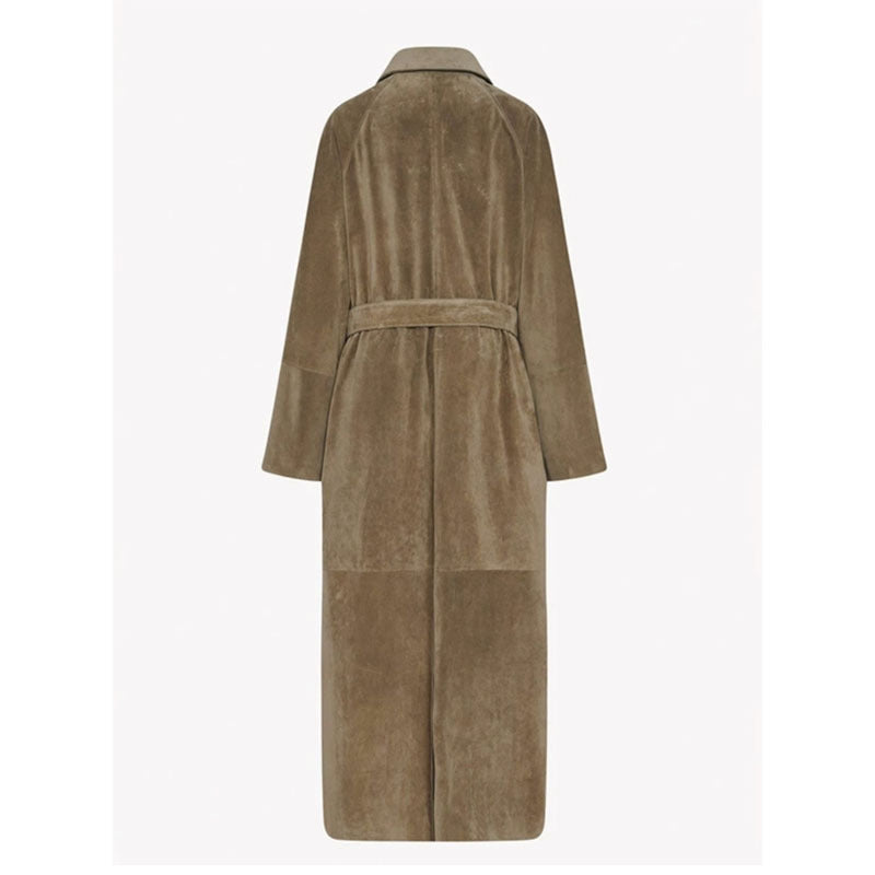 Dame Elegant og Fashionable Trench Coat Lavet af Høj- Kvalitets Suede Stilla