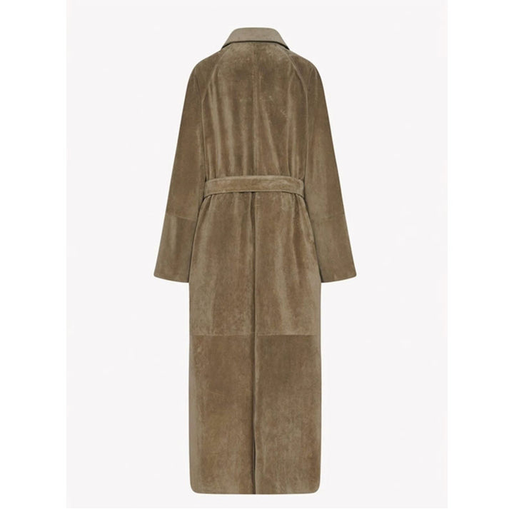Dame Elegant og Fashionable Trench Coat Lavet af Høj- Kvalitets Suede Stilla