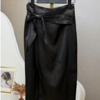 Dame Midi-nederdel med elegant indpakningslook og sidelæg Stilla