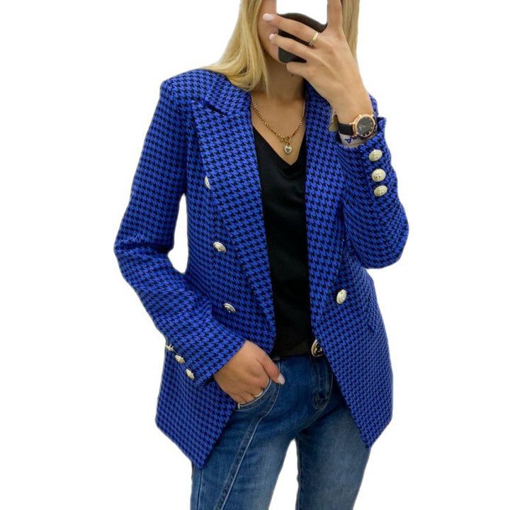 Dame blazer i klassisk ternet mønster med figursyet snit Stilla