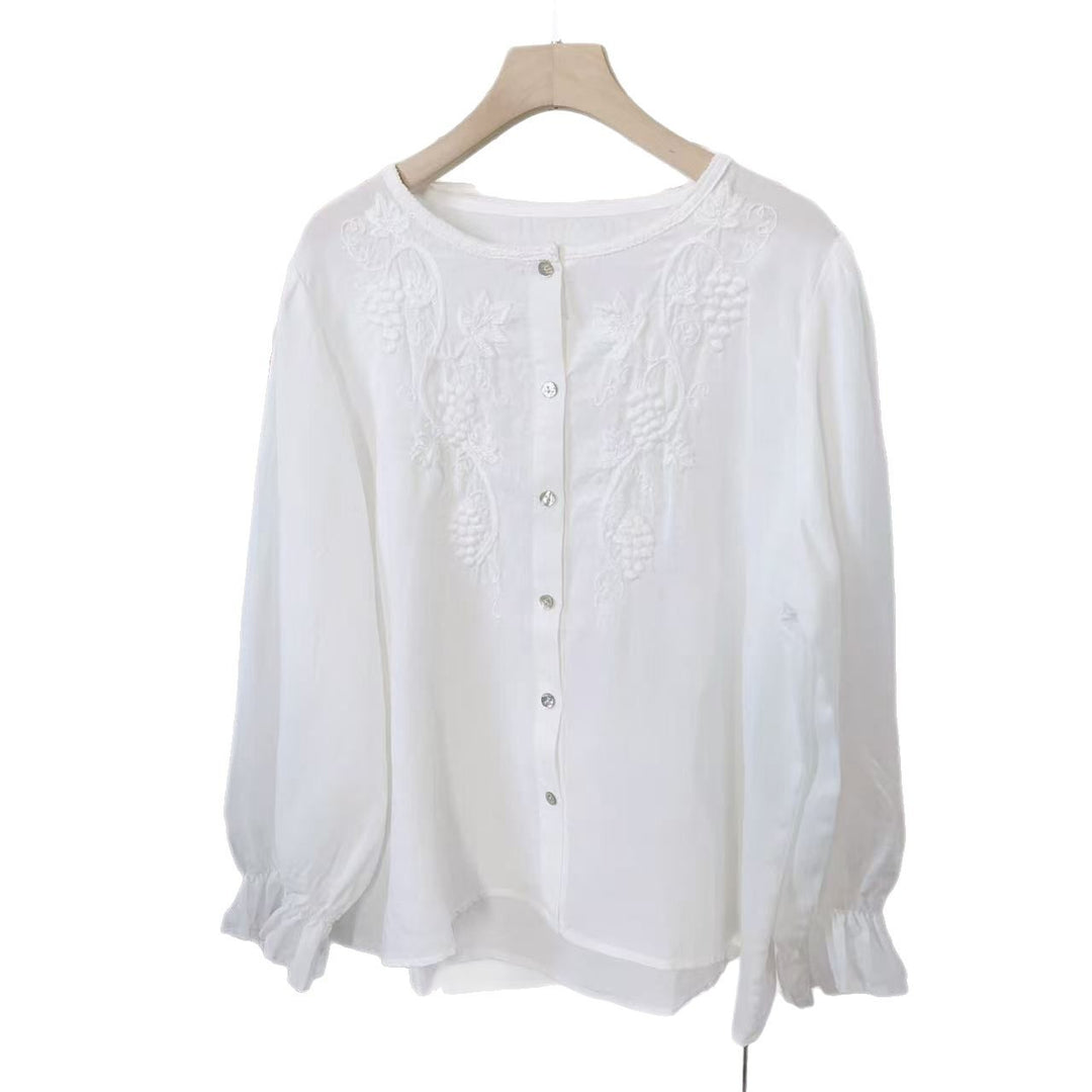 Femme Classic Bestickte Button-Up Bluse Stilla